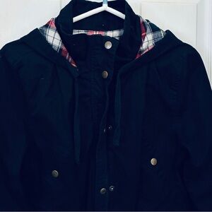 Women's Black Jacket with Plaid Lining